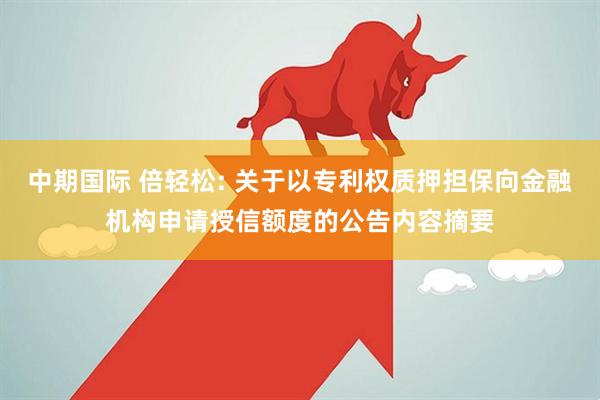 中期国际 倍轻松: 关于以专利权质押担保向金融机构申请授信额度的公告内容摘要