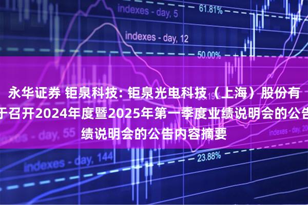永华证券 钜泉科技: 钜泉光电科技（上海）股份有限公司关于召开2024年度暨2025年第一季度业绩说明会的公告内容摘要