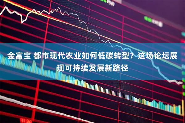 金富宝 都市现代农业如何低碳转型？这场论坛展现可持续发展新路径