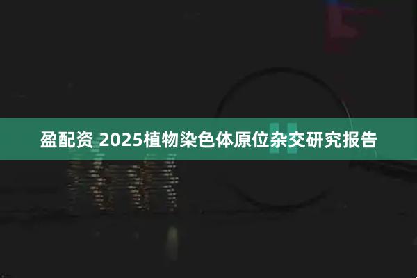 盈配资 2025植物染色体原位杂交研究报告